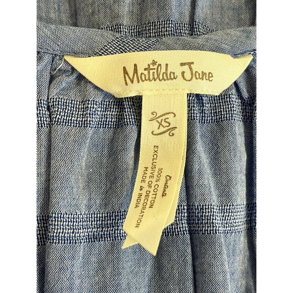 Matilda Jane Pretty Things Shirt Round Tassel Tie Neck Ruffle Flowy Blouse Sz XS - Picture 2 of 9